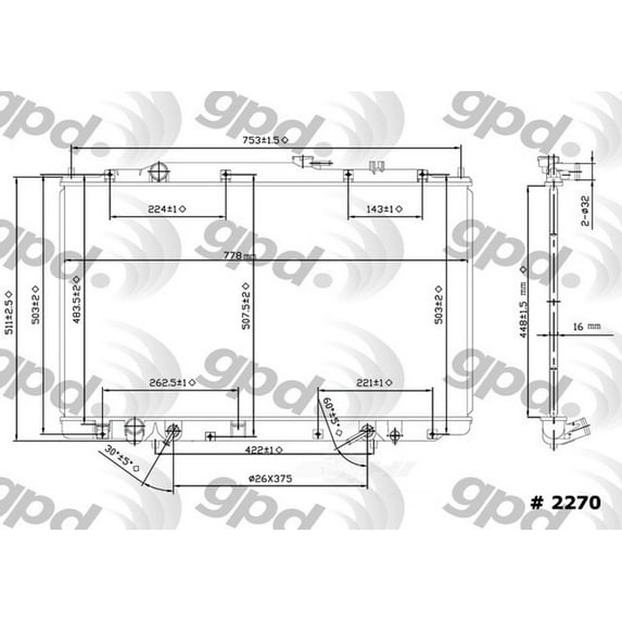 Global Parts Distributors 2270C Radiator Fits select: 1999-2004 HONDA ODYSSEY