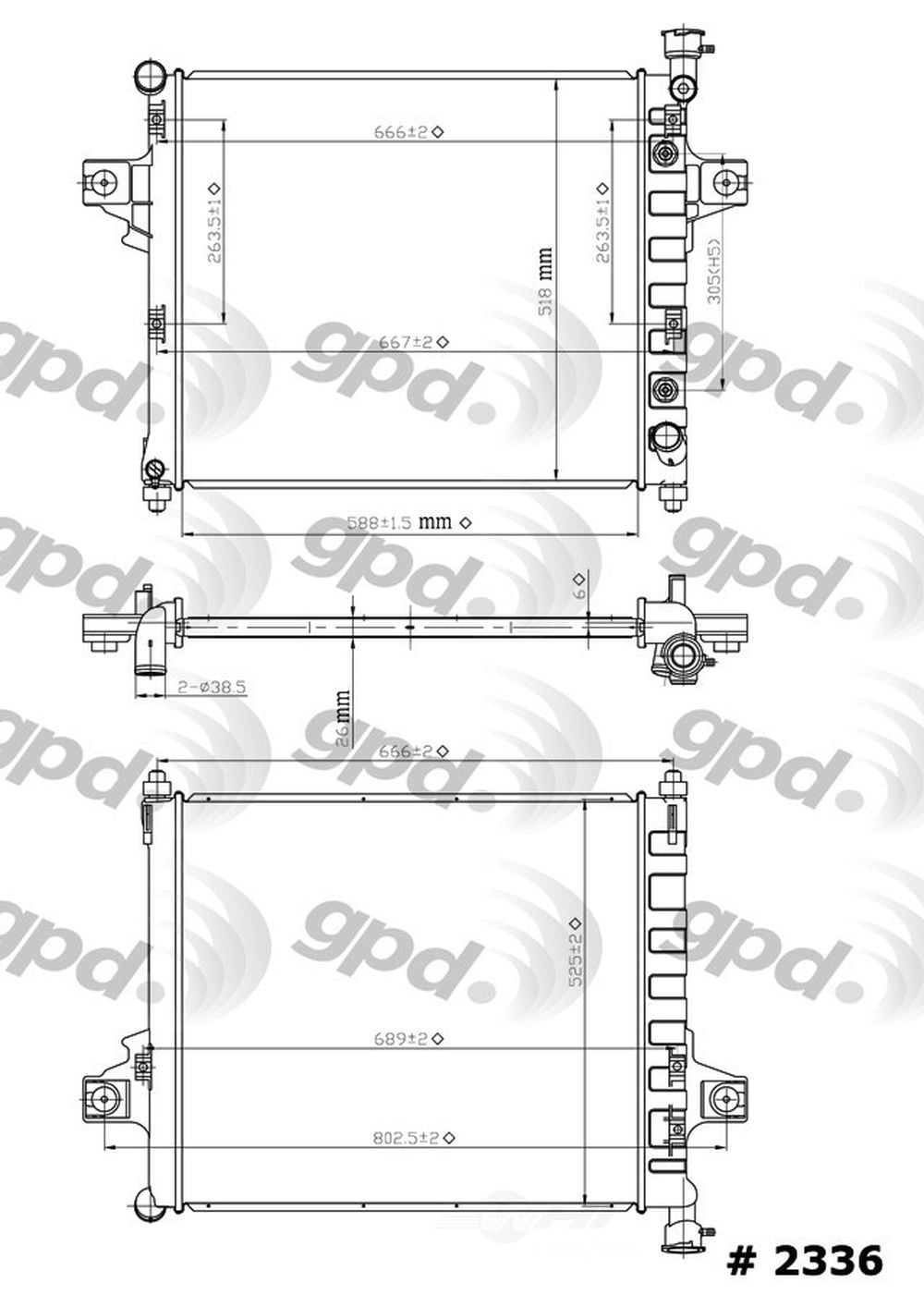 Global Parts Distributors 2336C Radiator Fits select: 2001-2004 JEEP GRAND CHEROKEE