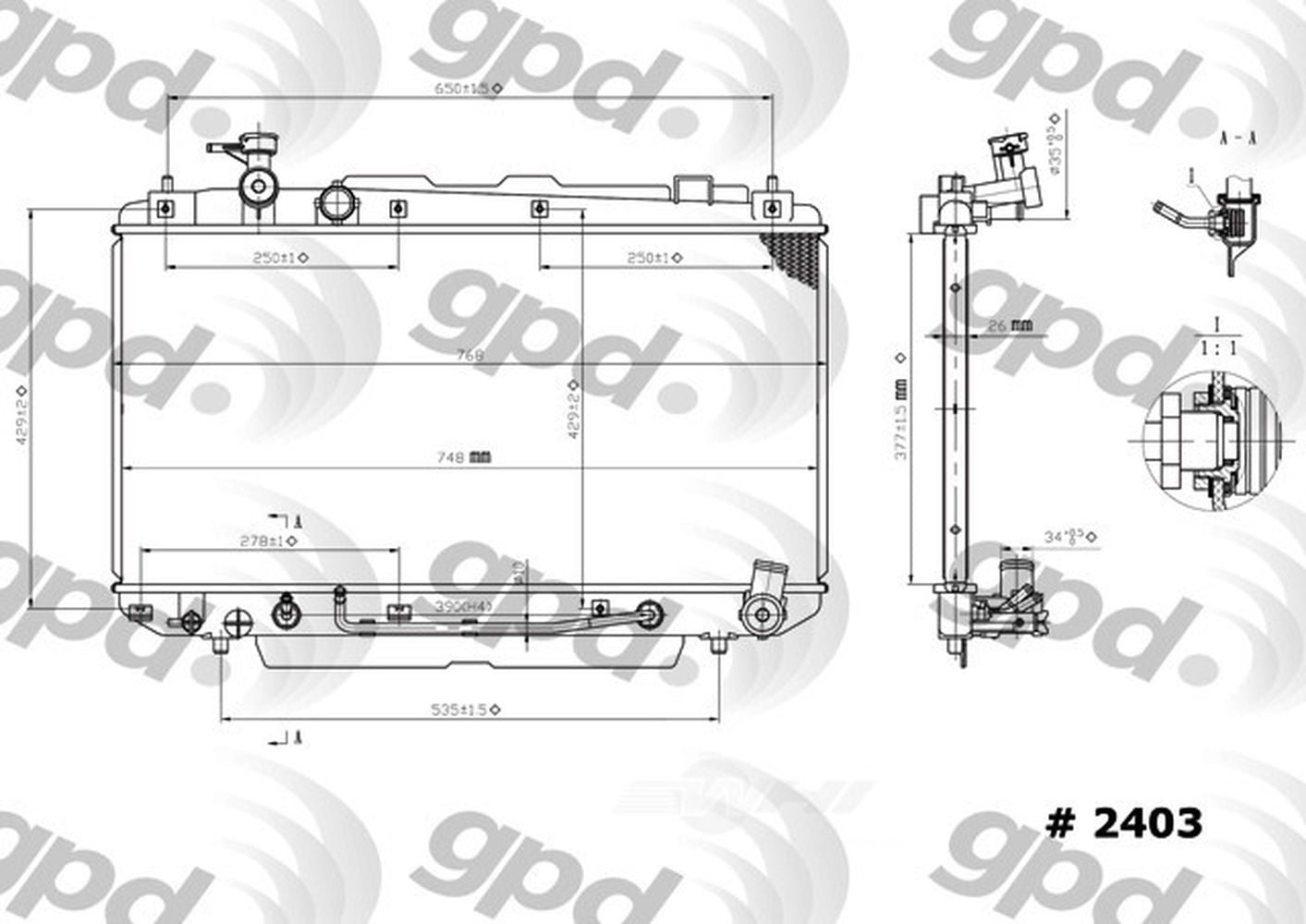 Global Parts Distributors 2403C Radiator Fits select: 2001-2003 TOYOTA RAV4