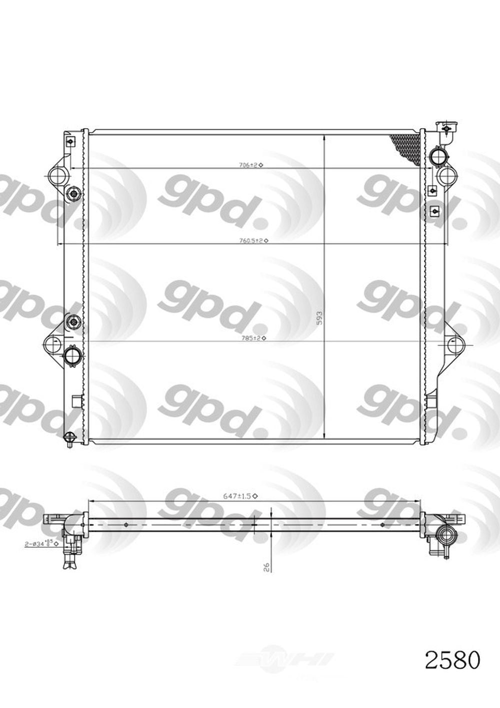Global Parts Distributors 2580C Radiator Fits select 20072014 TOYOTA