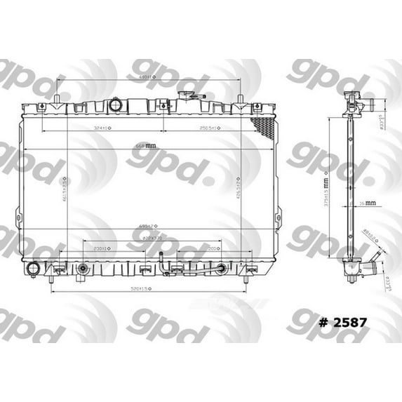 Global Parts Distributors 2587 Radiator Fits select: 2003-2008 HYUNDAI TIBURON