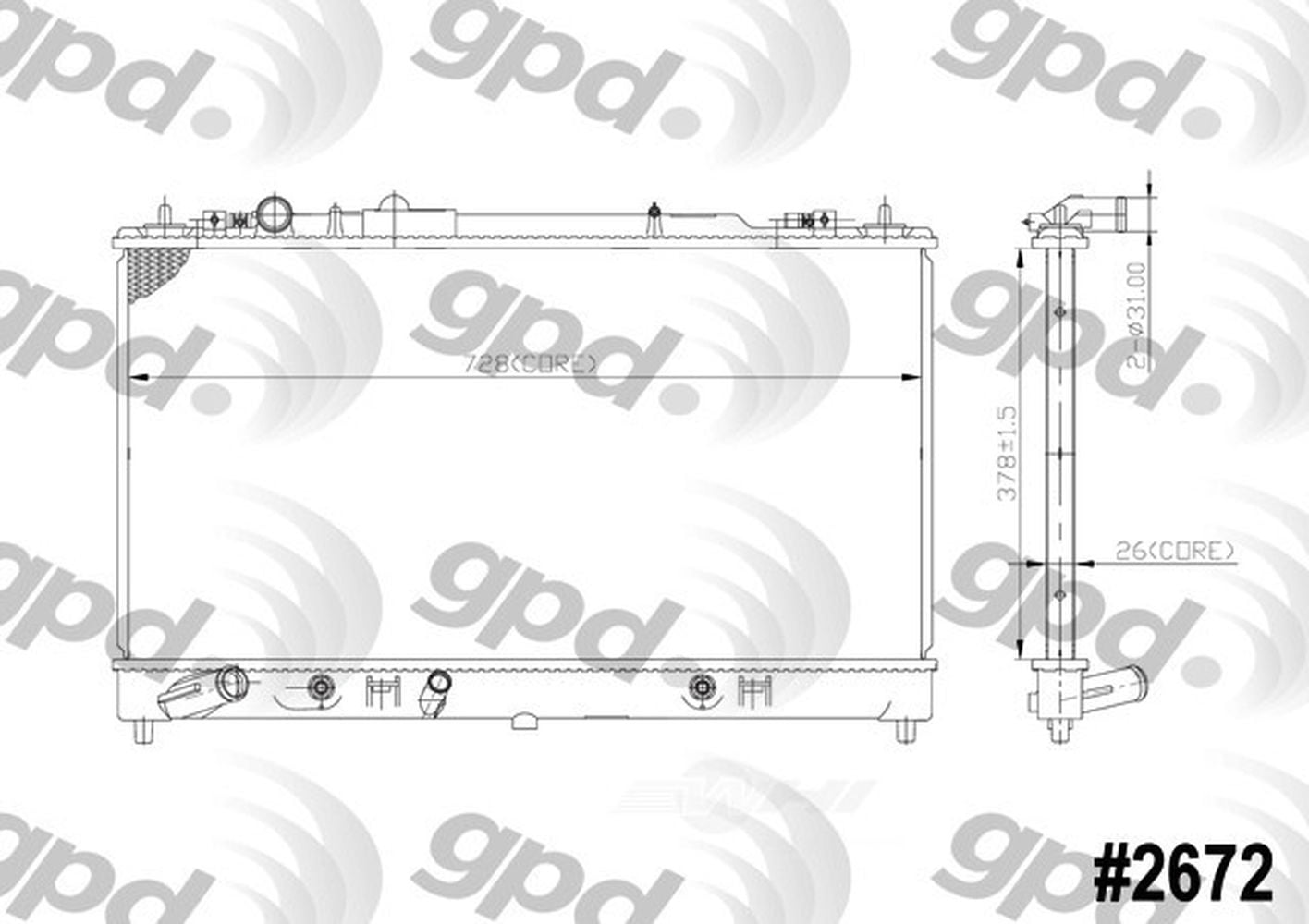 Global Parts Distributors 2672C Radiator Fits select: 2003-2008 MAZDA 6