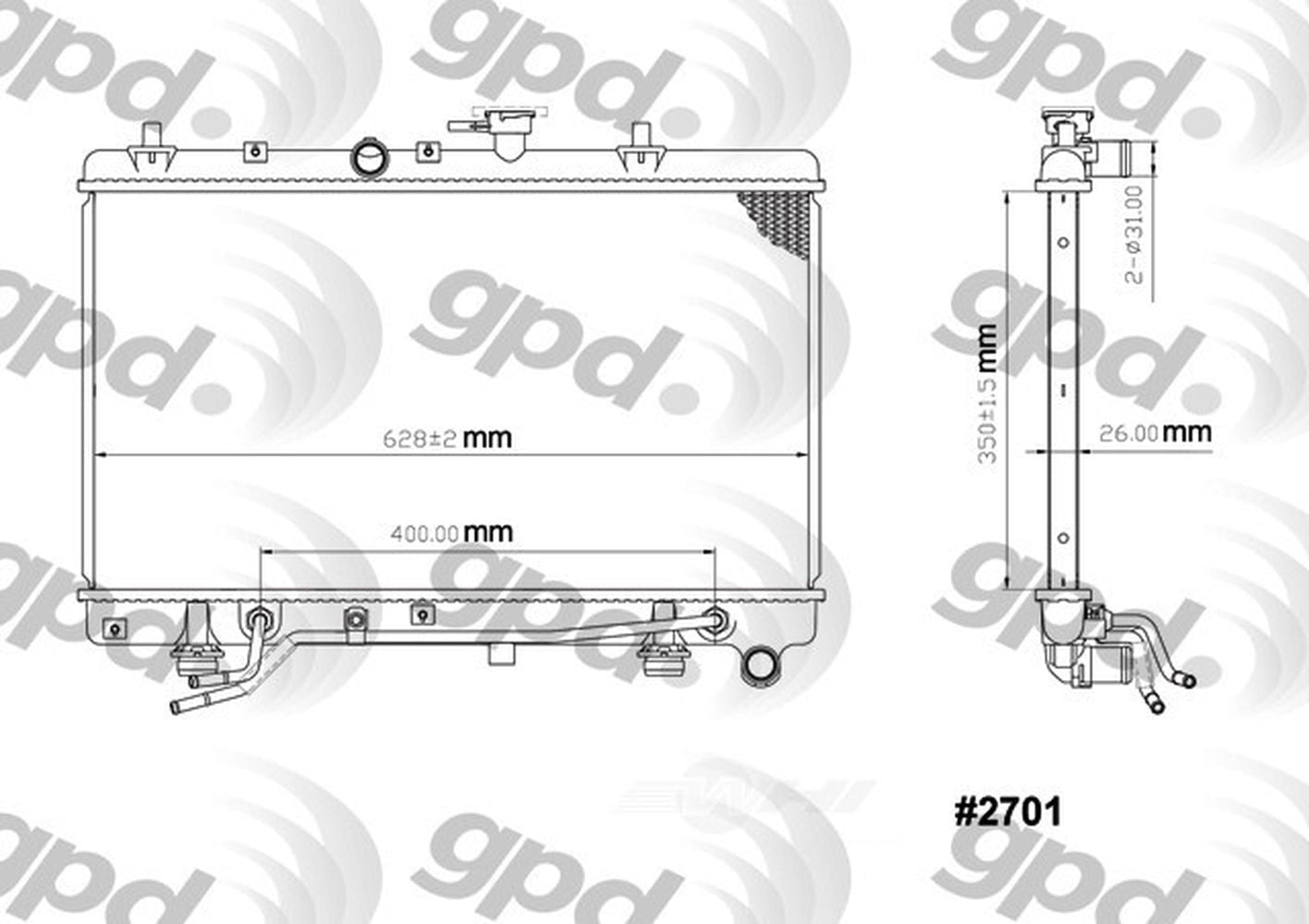Global Parts Distributors 2701C Radiator Fits select: 2003-2005 KIA RIO