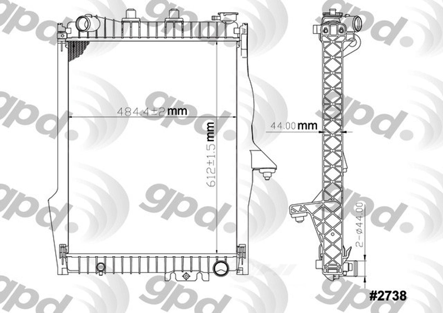 Global Parts Distributors 2739C Radiator Fits select: 2004-2006 DODGE DURANGO