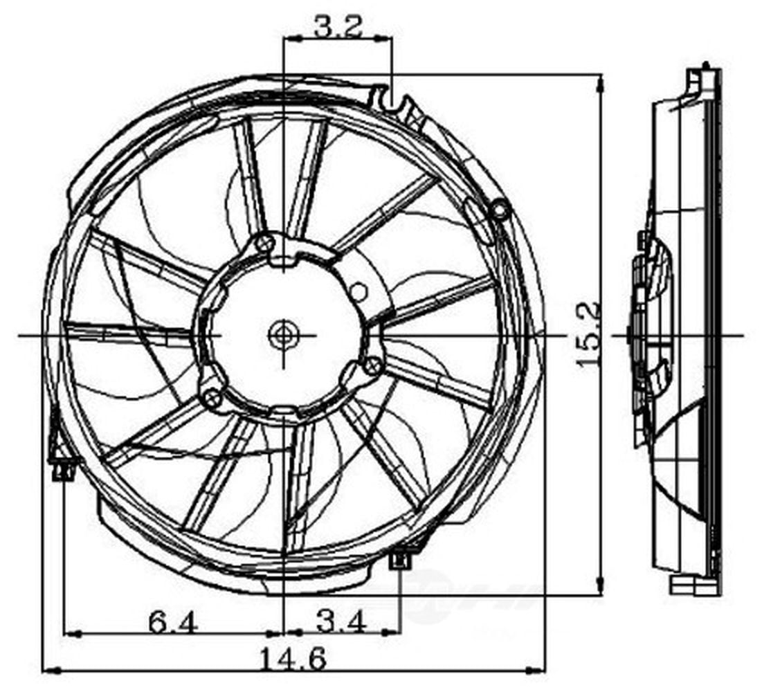 Global Parts Distributors 2811271 Engine Cooling Fan Assembly Fits 96-03 Ford Taurus