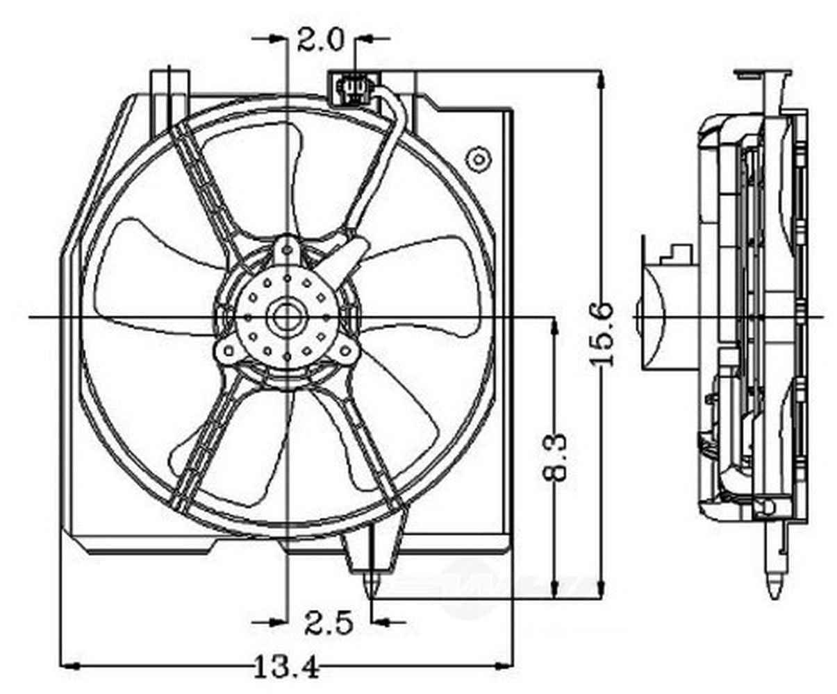 Global Parts Distributors 2811349 Electric Cooling Fan Assembly