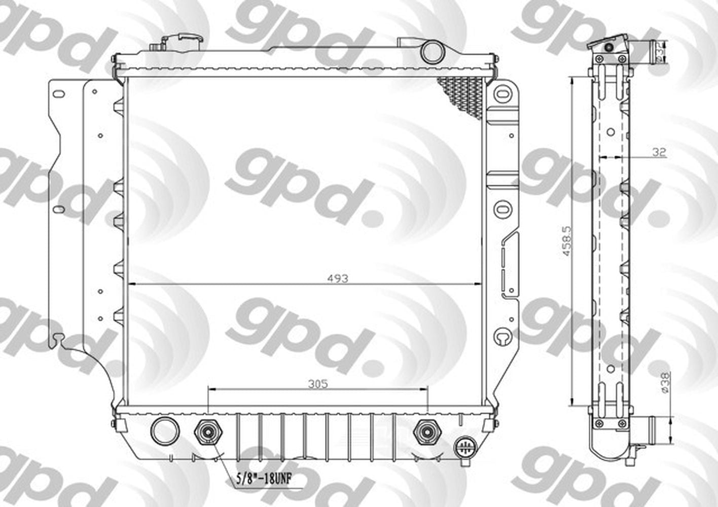 Global Parts Distributors 2841C Radiator Fits select: 2005-2006 JEEP WRANGLER / TJ