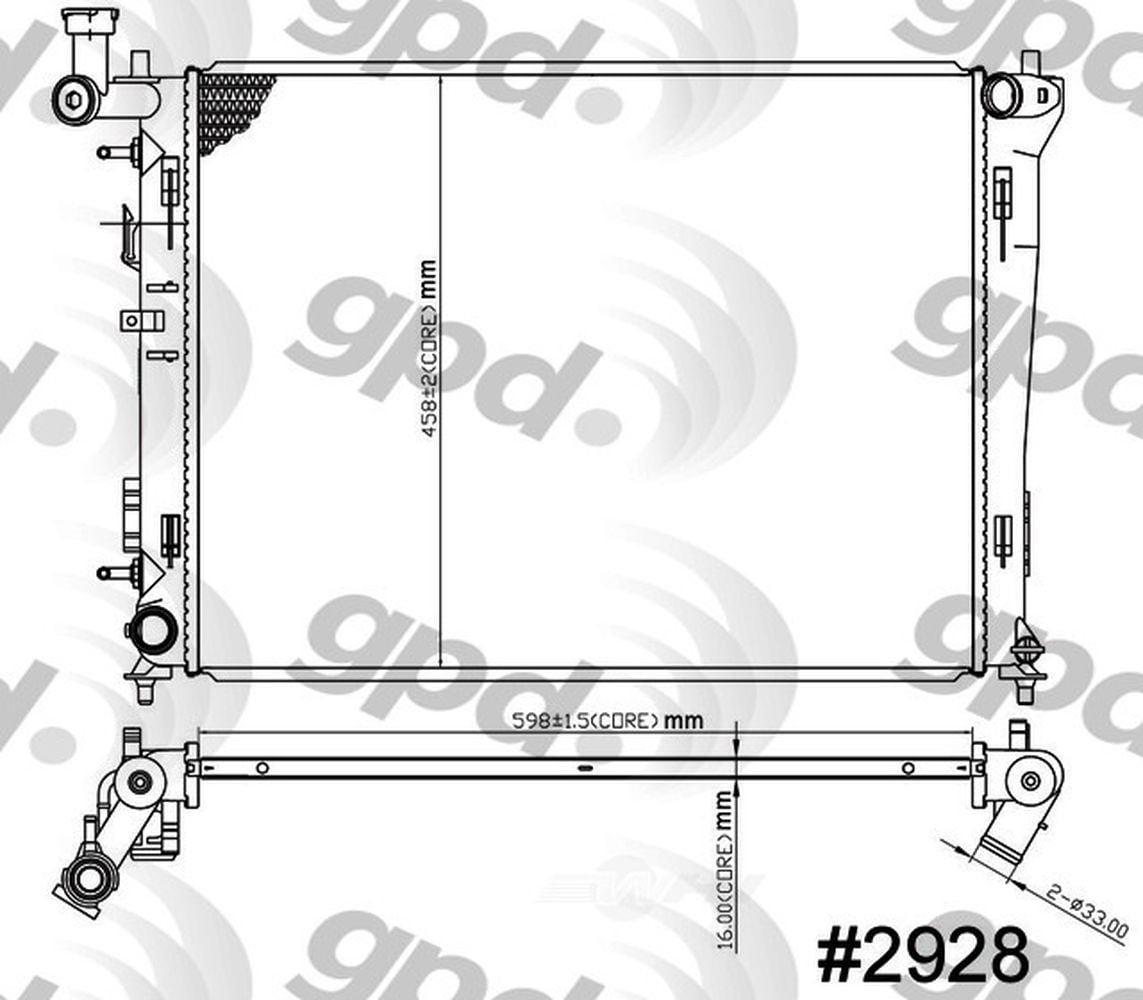 Global Parts Distributors 2928C Radiator Fits select: 2010 HYUNDAI ELANTRA TOURING, 2007-2009 HYUNDAI ELANTRA
