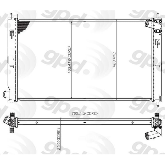 Global Parts Distributors 2979C Radiator Fits select: 2008-2012 MITSUBISHI LANCER, 2011-2013 MITSUBISHI OUTLANDER SPORT