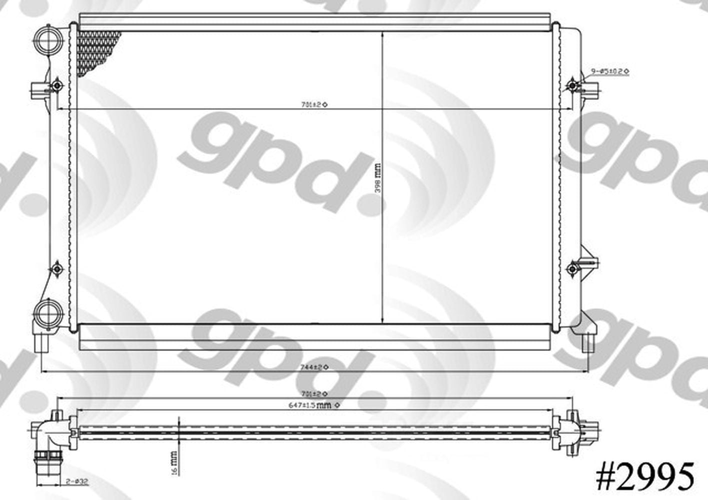Global Parts Distributors 2995C Radiator Fits select: 2008 VOLKSWAGEN GLI, 2005-2007 VOLKSWAGEN JETTA