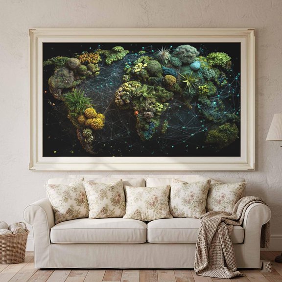 Global Plant Network Print Nature World Map Art, Unframed Paper Print