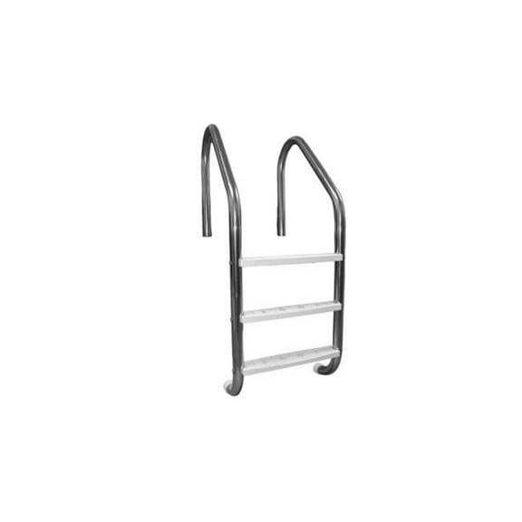 Global Pool Products GPPLDC493STSSG 0.049 in. Classic 3-Step Polished Ladder with Gray Tread