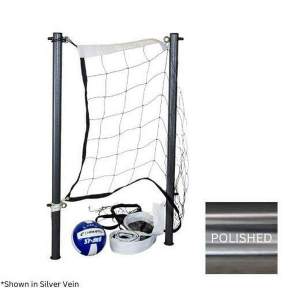 Global Pool Products 20' Stainless Steel Volleyball - Includes Ball and Net - for Inground Swimming Pool Game - GPPOTE-VBS20-SS