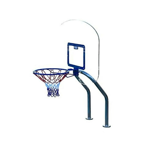 Global Pool Products X2 Basketball Game Deck Mounted Stainless Steel Dual Pole Inc Net and Ball GPP-X2BB-SS