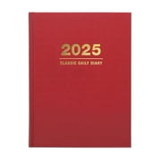 Global Printed Products 2025 Hardcover Daily Diary Journal and Planner, 6.25"x8.25", Red
