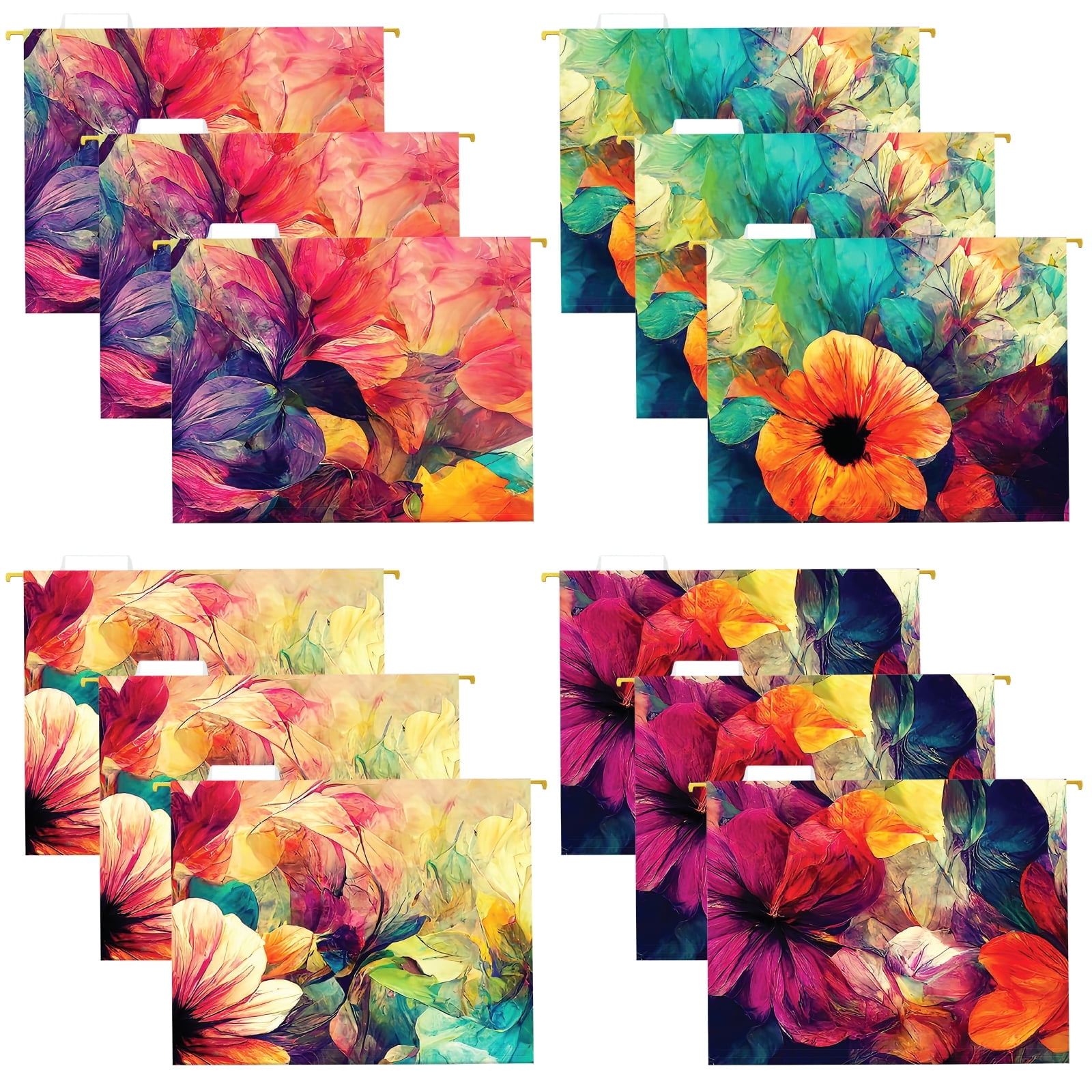 Global Printed Products Abstract Floral Letter Hanging File Folders, 12 Pack