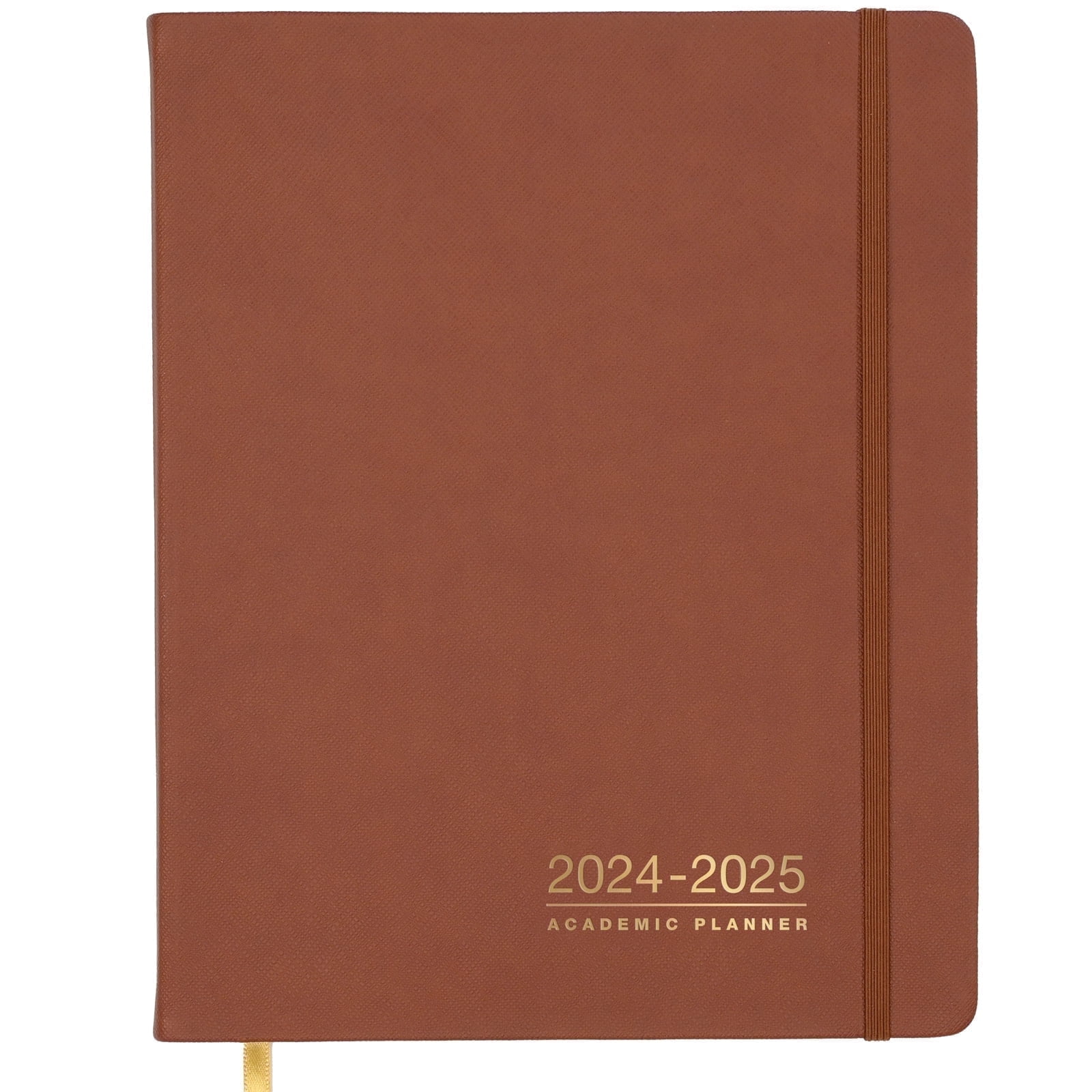 Global Printed Products Academic Year 2024-2025 Weekly Monthly Planner 8"x10", 14 Months AY June 2024-July 2025, Brown, Textured Cover