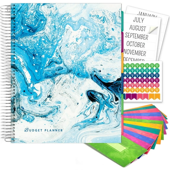 Global Printed Products Budget Planner & Monthly Bill Organizer. Expense Tracker Notebook and Financial Planner Budget Book to Control Your Money. Large Size (8.5" x 11" - Blue Marble) - GPP-0073B
