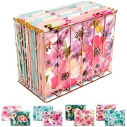 Global Printed Products Deluxe Designer Hanging File Folder Kit, Includes Metal Hanging Basket, 12 Hanging Folders, 24 File Folders, 1/3 Cut Tab, Letter Size Floral