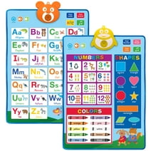 Global Printed Products Electronic Interactive Educational Wall Chart Posters For Kids, Toddlers - Learn ABCs, Colors, Shapes, Numbers, Music (Pack of 2) - GPP-0074