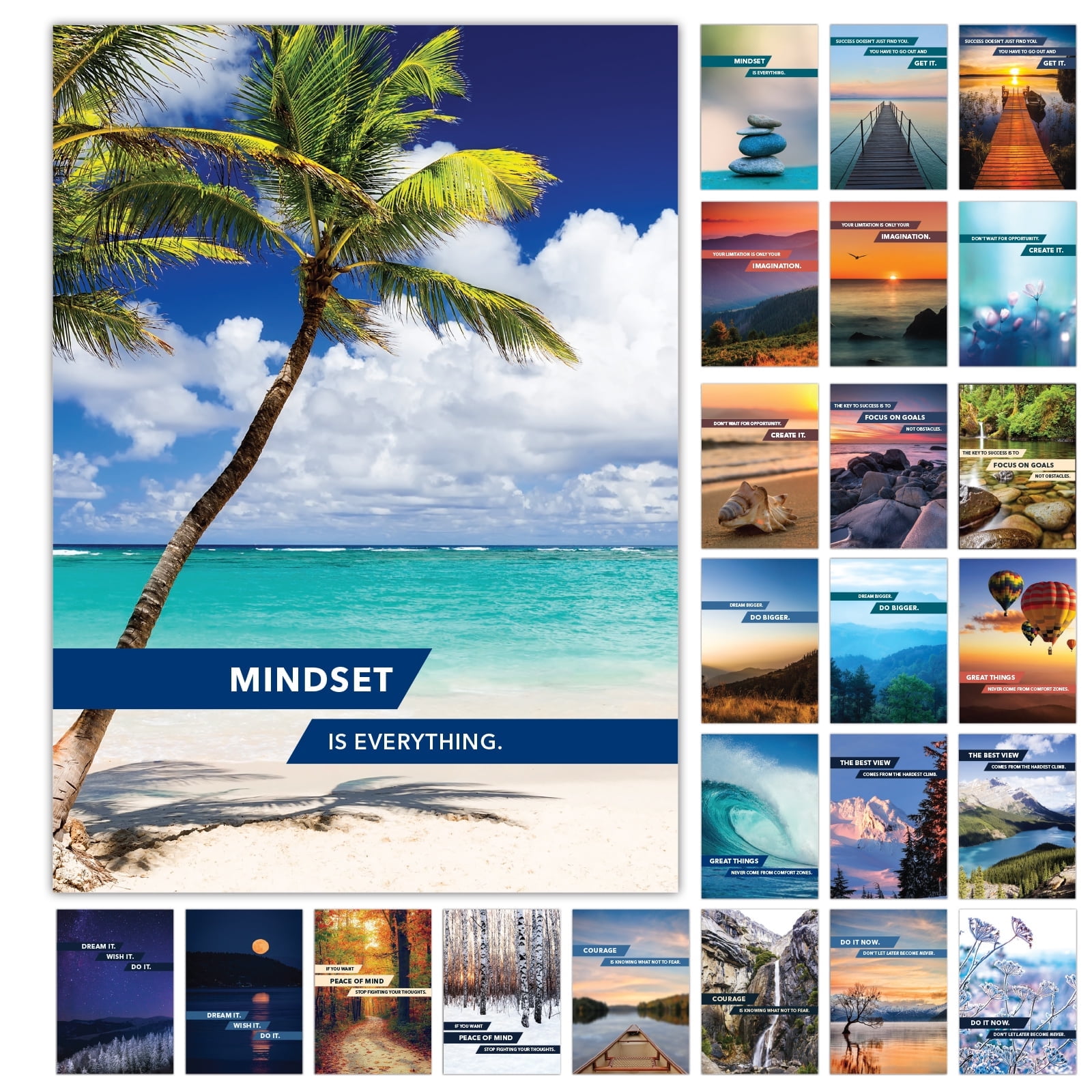 Extra Large Inspirational Motivational Posters Set with Nature Photography