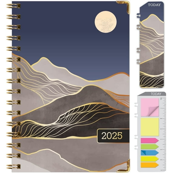 Global Printed Products Hardcover 2025 Daily, Monthly & Weekly Planner 5.5"x8", Golden Desert