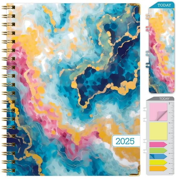 Global Printed Products Hardcover 2025 Daily, Monthly & Weekly Planner 8.5"x11", Speckled Marble