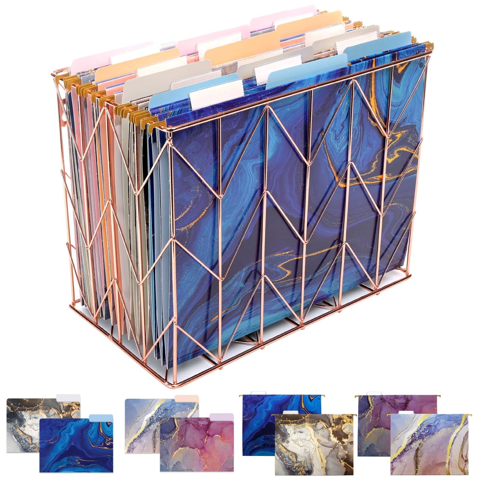 Global Printed Products Marble 1/3 Cut Hanging Folder, Multicolor