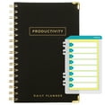 thumbnail image 1 of Global Printed Products Productivity Planner with Bookmark and Notepad - Spiral Notebook for Daily Planning - 5.5" x 8.5" (Black) - GPP-0091-A, 1 of 8
