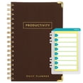 thumbnail image 1 of Global Printed Products Productivity Planner with Bookmark and Notepad - Spiral Notebook for Daily Planning - 5.5" x 8.5" (Brown) - GPP-0091-D, 1 of 8