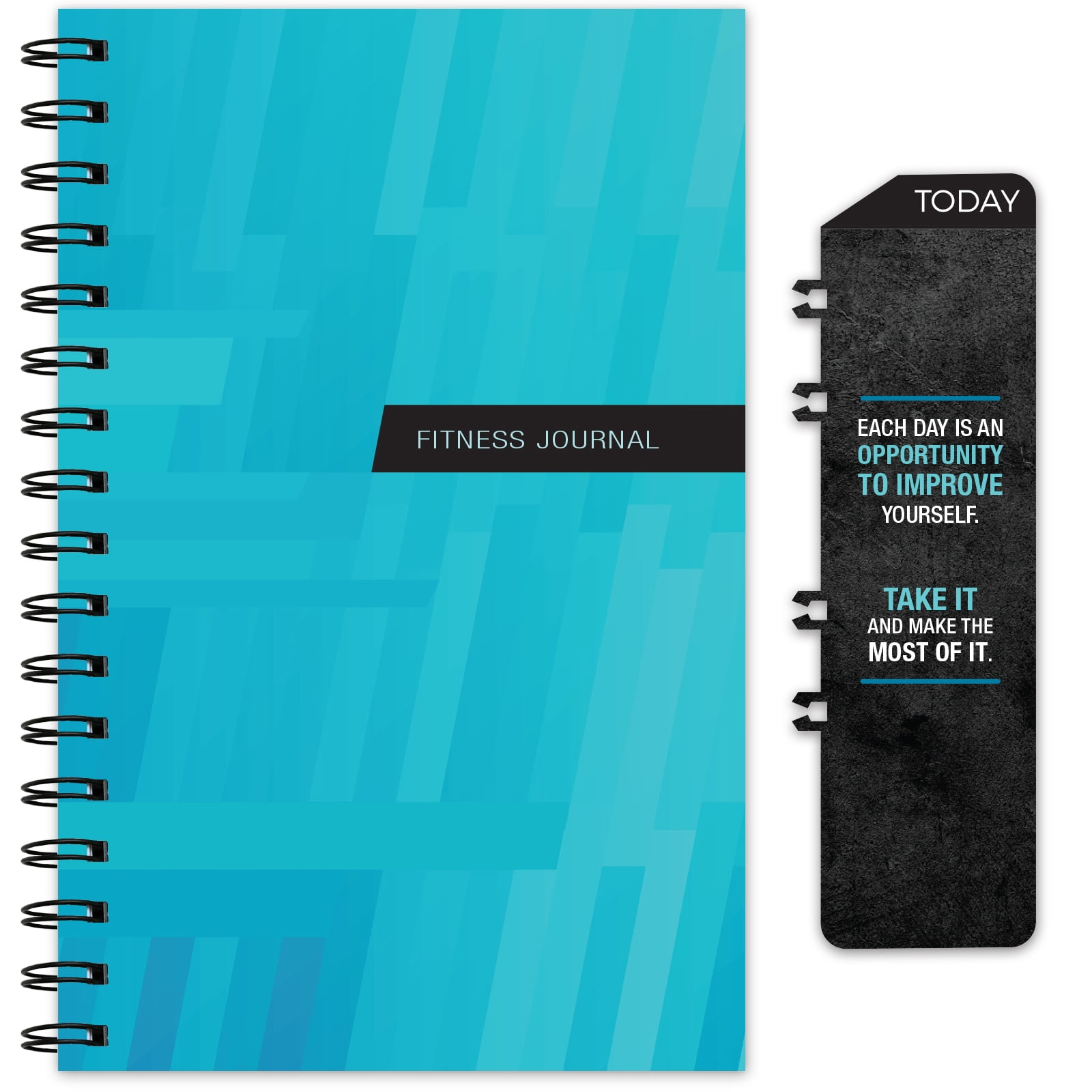 Global Printed Products Workout Fitness Journal Nutrition Planners: Clip-In Bookmark, Sturdy Binding, Thick Pages & Laminated Protective Cover (Blue)