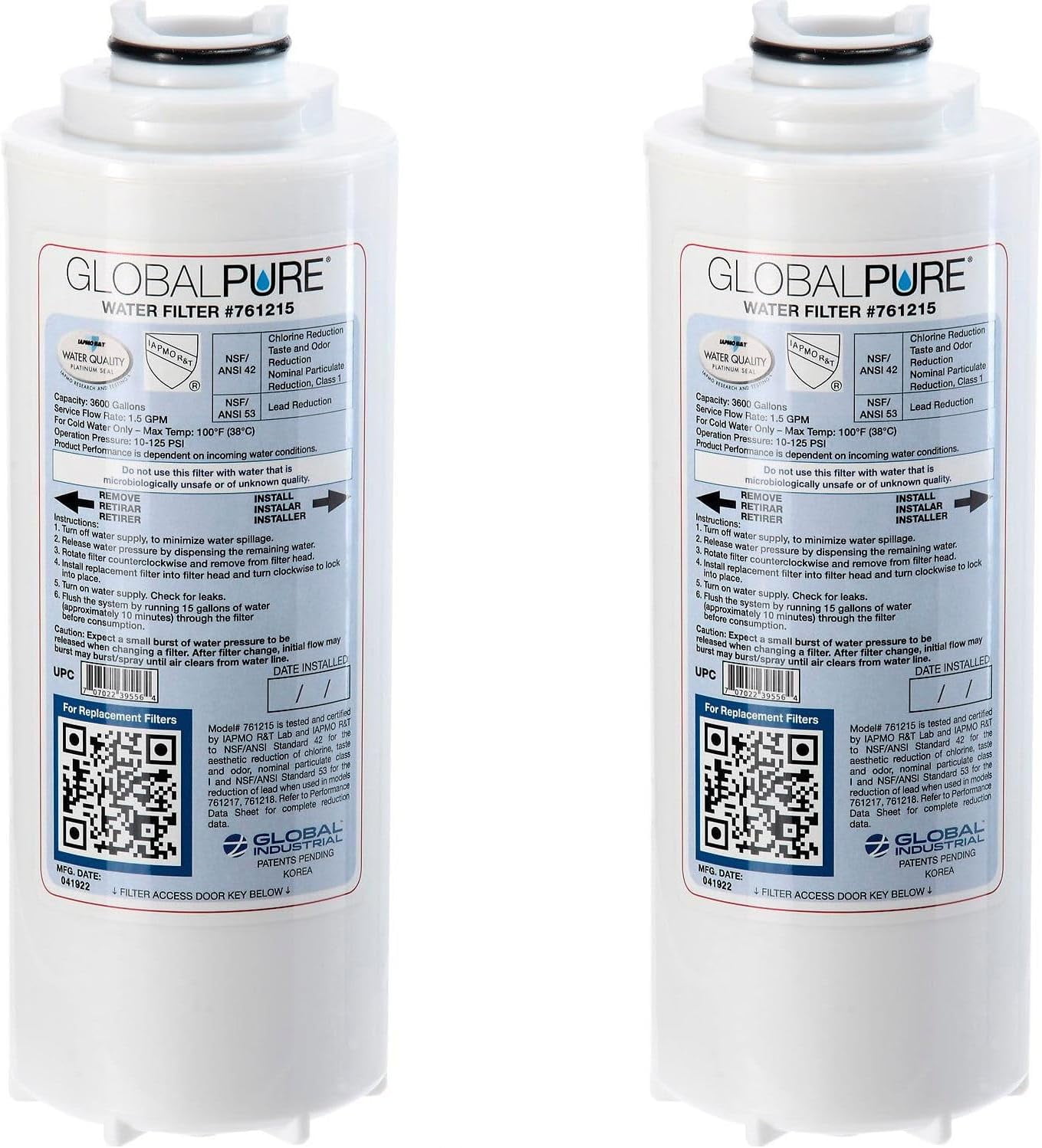 Global Pure Replacement Water Filter 761215, Compatible W/Elkay Water ...