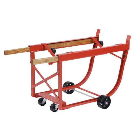 Global RDC-1000-5SS Heavy Duty Rotating Drum Cradle with Wood Handles & Steel Wheels