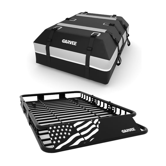 Global Roof Rack Basket – 200 lbs Capacity Rooftop Cargo Carrier with 21 Cu Ft Waterproof Luggage Bag – Fits SUVs, Trucks & Slip-ons – Three-Section Design – High-End PU Cover – Combination Lock
