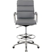 Global Seating Solutions 695641GY-AM Interion protective Bonded Leather Modern Ribbed Executive Stool, Charcoal Gray