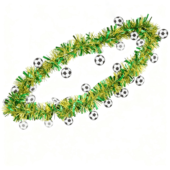 Global Soccer Tournament LED String Lights - 10FT Football Shaped Wicker Lights for Soccer Festivity Gear, Battery-Powered Party Decor for International Soccer Celebration