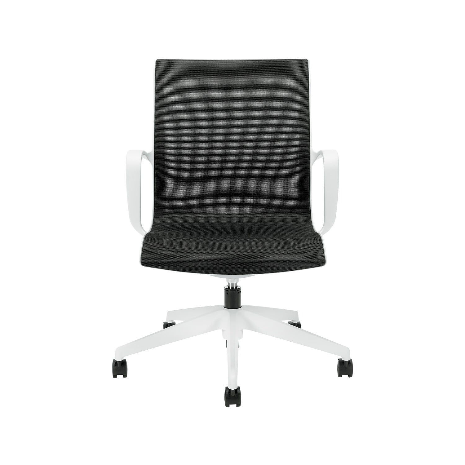 Alabaster White and Black Mesh Ergonomic Mid-Back Swivel Chair