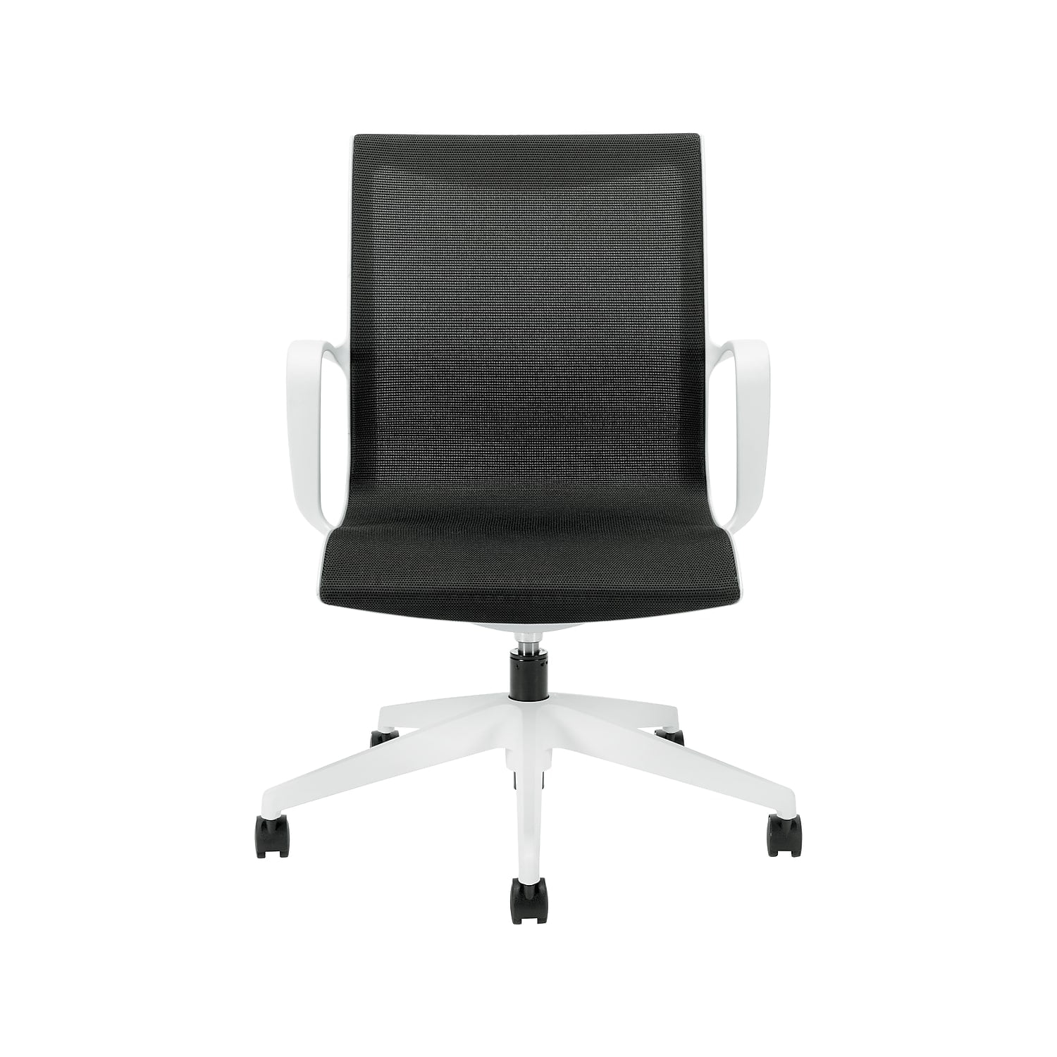 Alabaster White and Black Mesh Ergonomic Mid-Back Swivel Chair