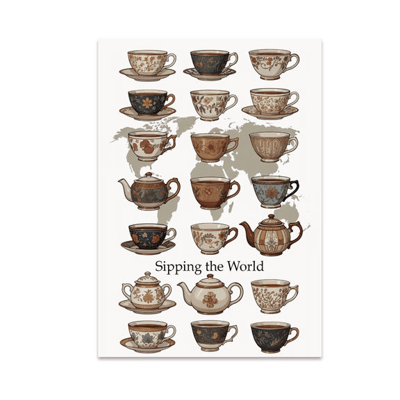 Global Tea Culture Poster - Tea Enthusiast - 13x19 Poster Print