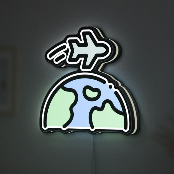 Global Travel 3D Novelty Light Box, World Map Decor for Living Rooms and Wanderlust-Inspired Spaces (Height 8 inch, 20cm)