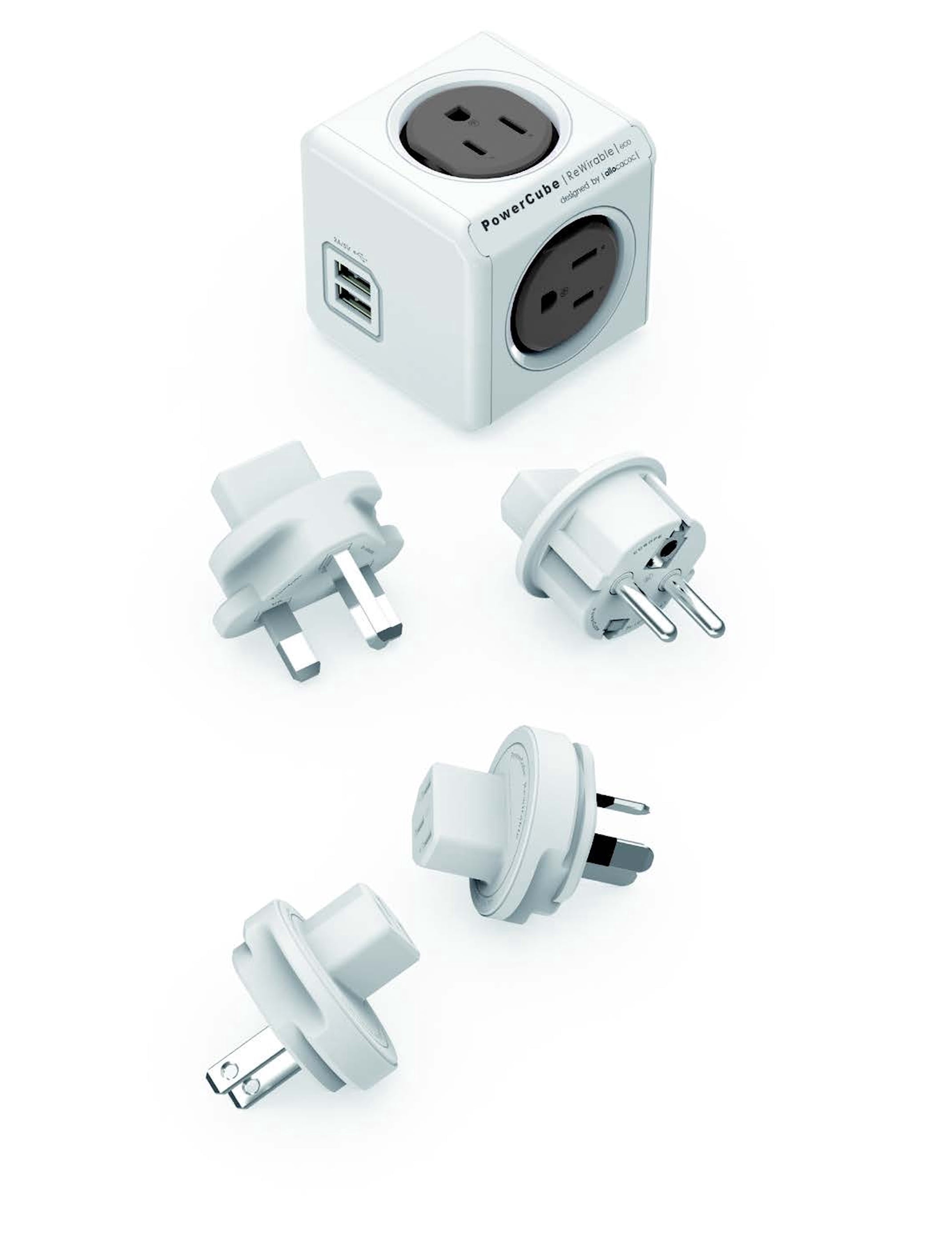 Global Travel Outlet Extender Allocacoc PowerCube Rewirable USB, 4 AC ...