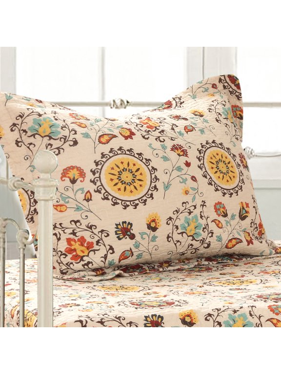 Alta 100% Cotton Quilted Pillow Sham with Cloth Ties, King 20x36-inch