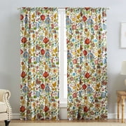 Global Trends Amanda Floral Curtain Panel, Set of 2, 84-inch L, White