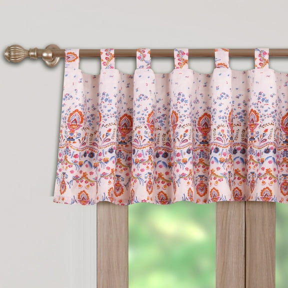 Global Trends Amphora Jewel Tone Tab Top Window Valance, 84" Wide x 19" Long
