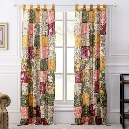 Greenland Home Fashions Antique Chic 100% Cotton Authentic Patchwork Tab Top Panels, 42" W x 84" L each, Set of 2 price history and forecast - Greenland Home Fashions GL-0407APP