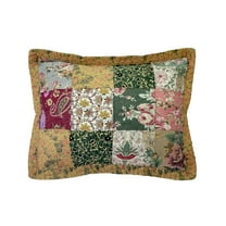 Greenland Home Fashions Antique Chic 100% Cotton Authentic Patchwork Quilted Pillow Sham, Standard