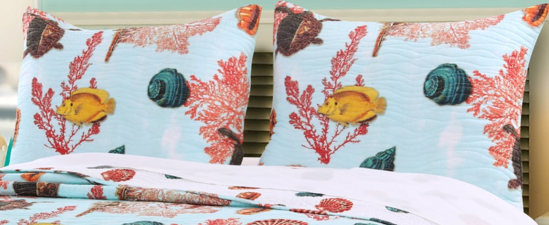 Big Island Multicolor Cotton King Sham with Tropical Design