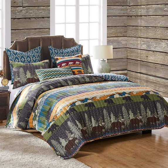 Global Trends Big Sky Lodge and Lakehouse Style Reversible Quilt Set, 4-Piece Twin