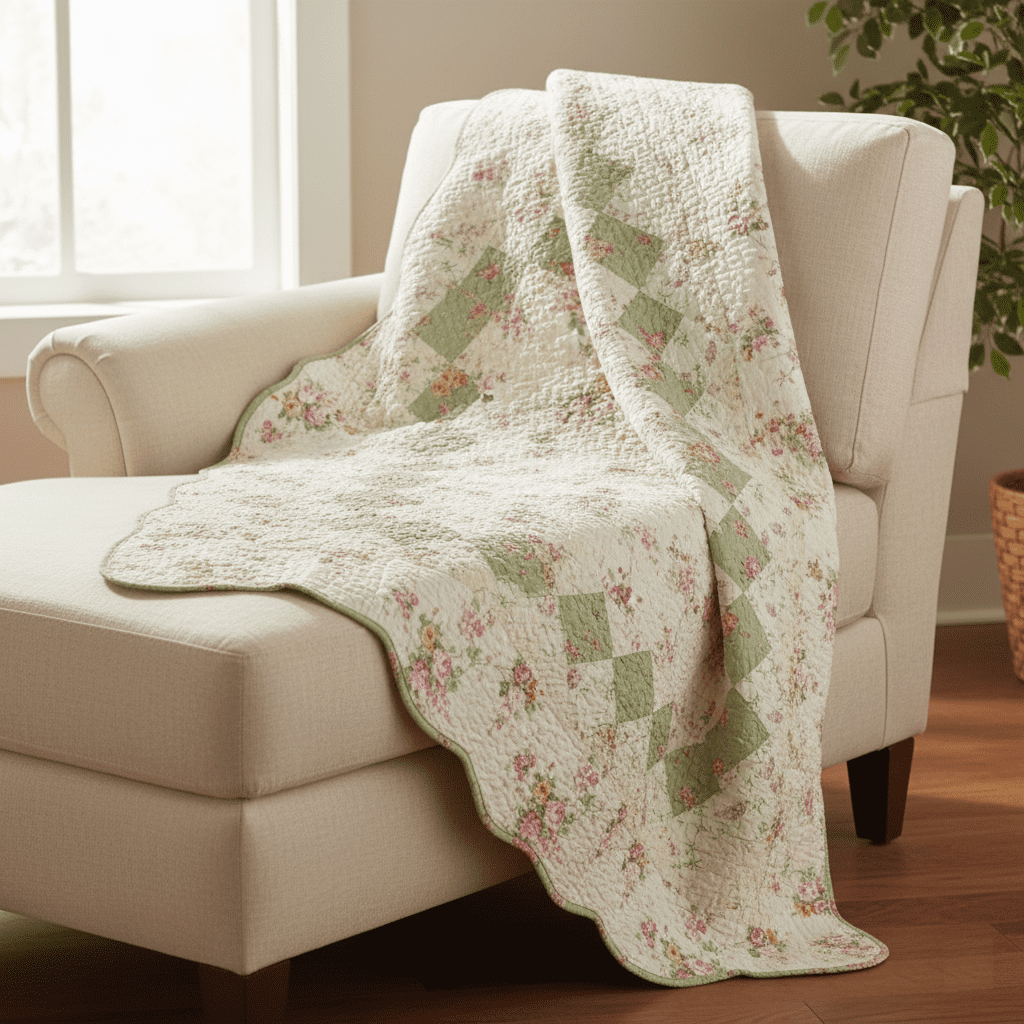 Global Trends Bloomfield Vintage Style 100% Cotton Patchwork Throw Blanket for Adults and Kids, 50x60 Inches