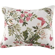 Greenland Home Fashions Butterflies Botanical Garden 100% Cotton Quilted Pillow Sham, King